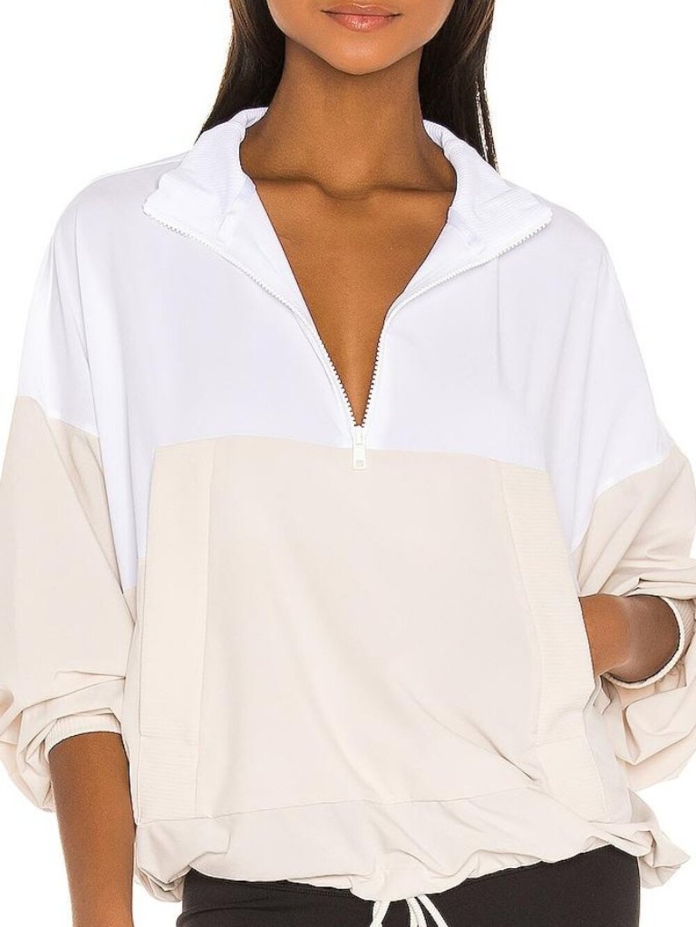 Alo Yoga City Girl Track Pullover White Bone Size M